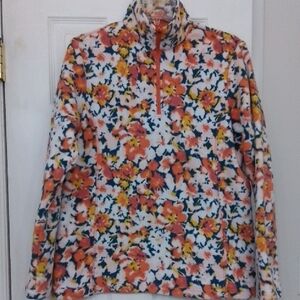Lands' End Floral Fleece Quarter-Zip